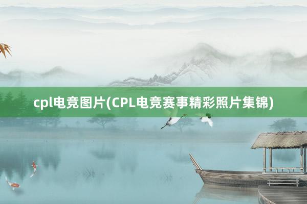 cpl电竞图片(CPL电竞赛事精彩照片集锦)