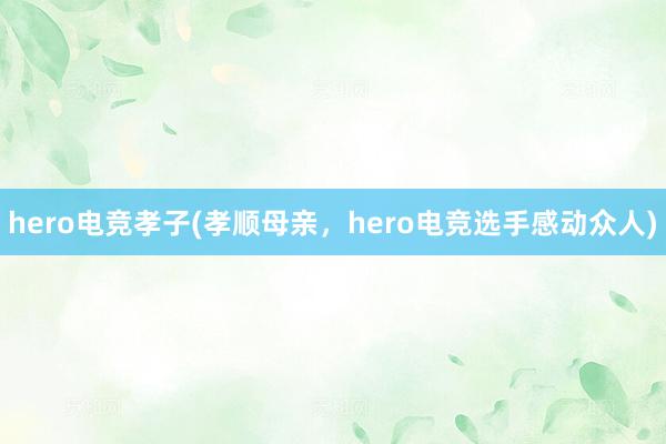 hero电竞孝子(孝顺母亲，hero电竞选手感动众人)