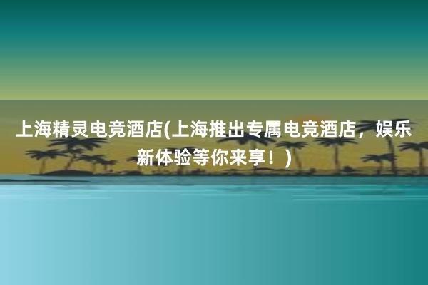 上海精灵电竞酒店(上海推出专属电竞酒店，娱乐新体验等你来享！)