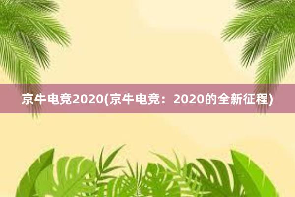 京牛电竞2020(京牛电竞：2020的全新征程)