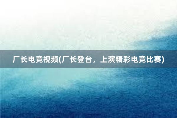 厂长电竞视频(厂长登台，上演精彩电竞比赛)