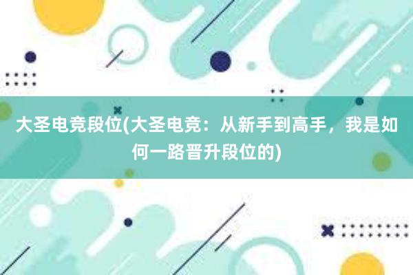 大圣电竞段位(大圣电竞：从新手到高手，我是如何一路晋升段位的)