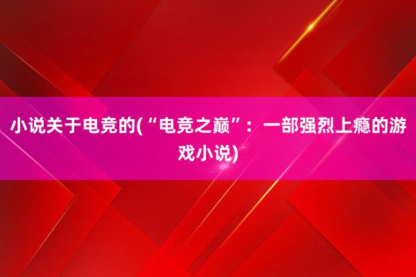 小说关于电竞的(“电竞之巅”：一部强烈上瘾的游戏小说)