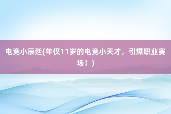 电竞小辰廷(年仅11岁的电竞小天才，引爆职业赛场！)