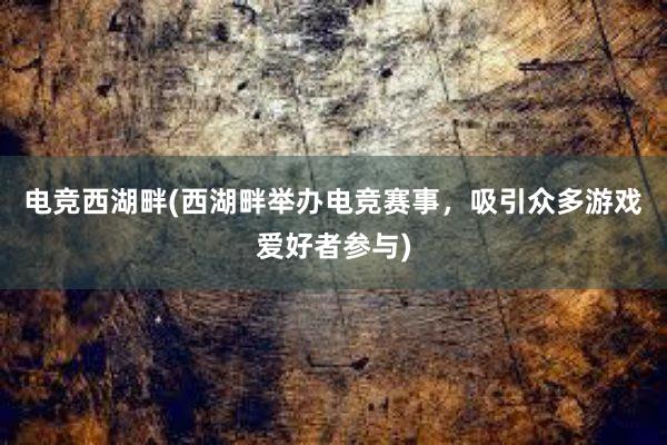 电竞西湖畔(西湖畔举办电竞赛事，吸引众多游戏爱好者参与)