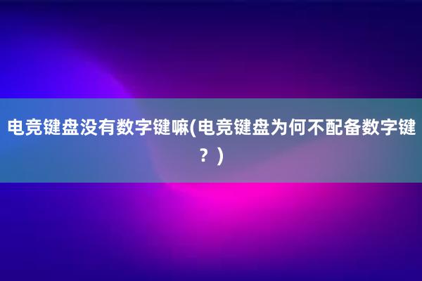 电竞键盘没有数字键嘛(电竞键盘为何不配备数字键？)