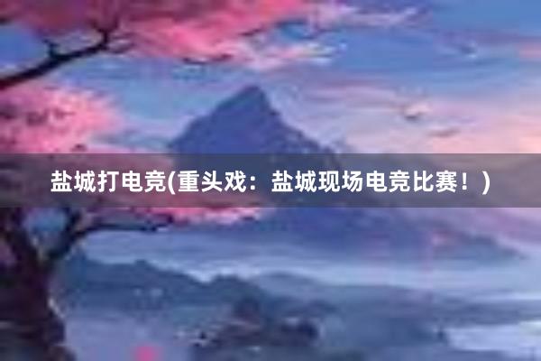 盐城打电竞(重头戏：盐城现场电竞比赛！)