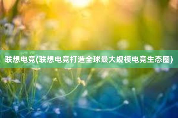 联想电竞(联想电竞打造全球最大规模电竞生态圈)