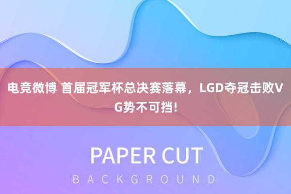 电竞微博 首届冠军杯总决赛落幕，LGD夺冠击败VG势不可挡!