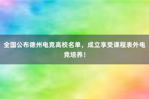 全国公布德州电竞高校名单，成立享受课程表外电竞培养！